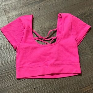 Aerie women’s hot pink ribbed crop top sz xs